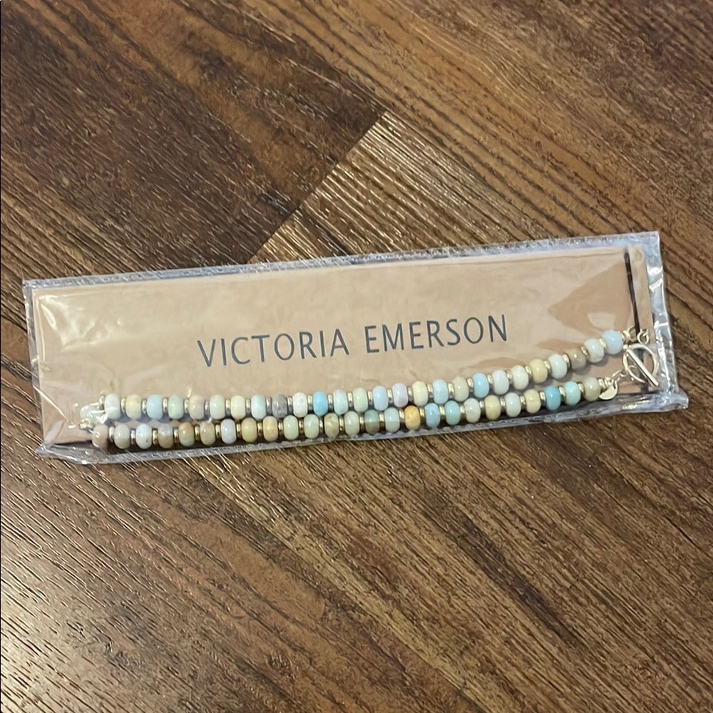 Victoria Emerson Blue and Cream Beaded Necklace